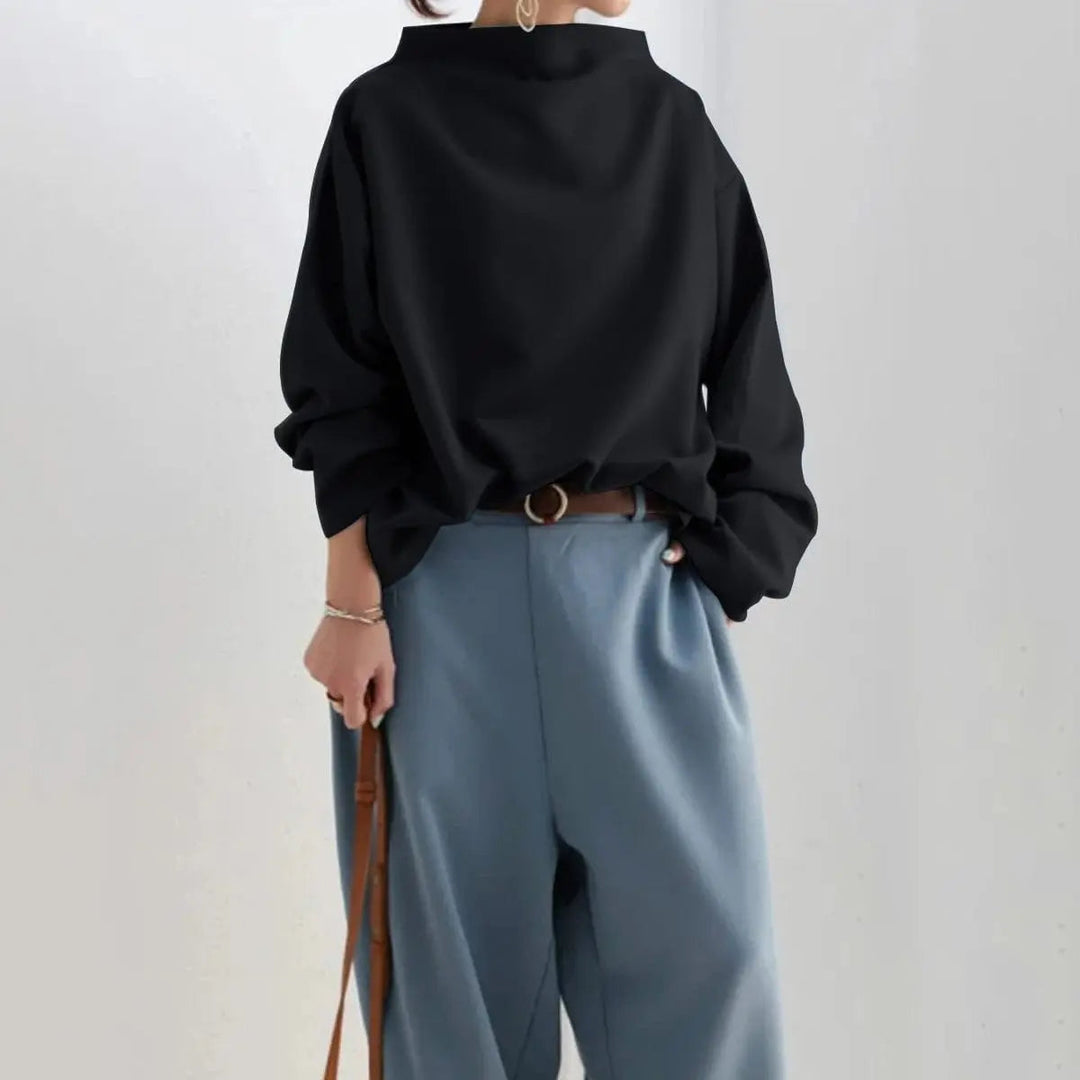 Structured High Neck Top Long Sleeve Women