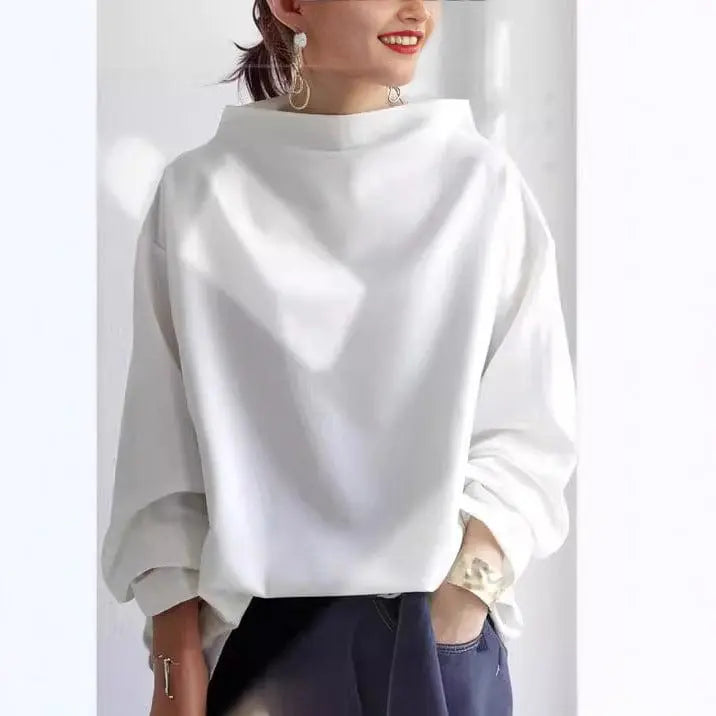 Structured High Neck Top Long Sleeve Women