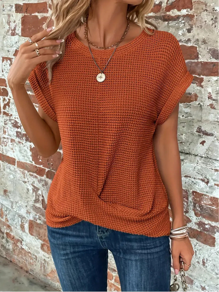 Textured Short Sleeve Casual Top for Women