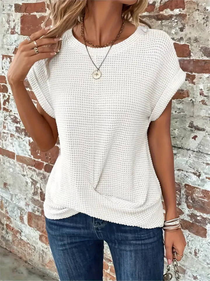 Textured Short Sleeve Casual Top for Women