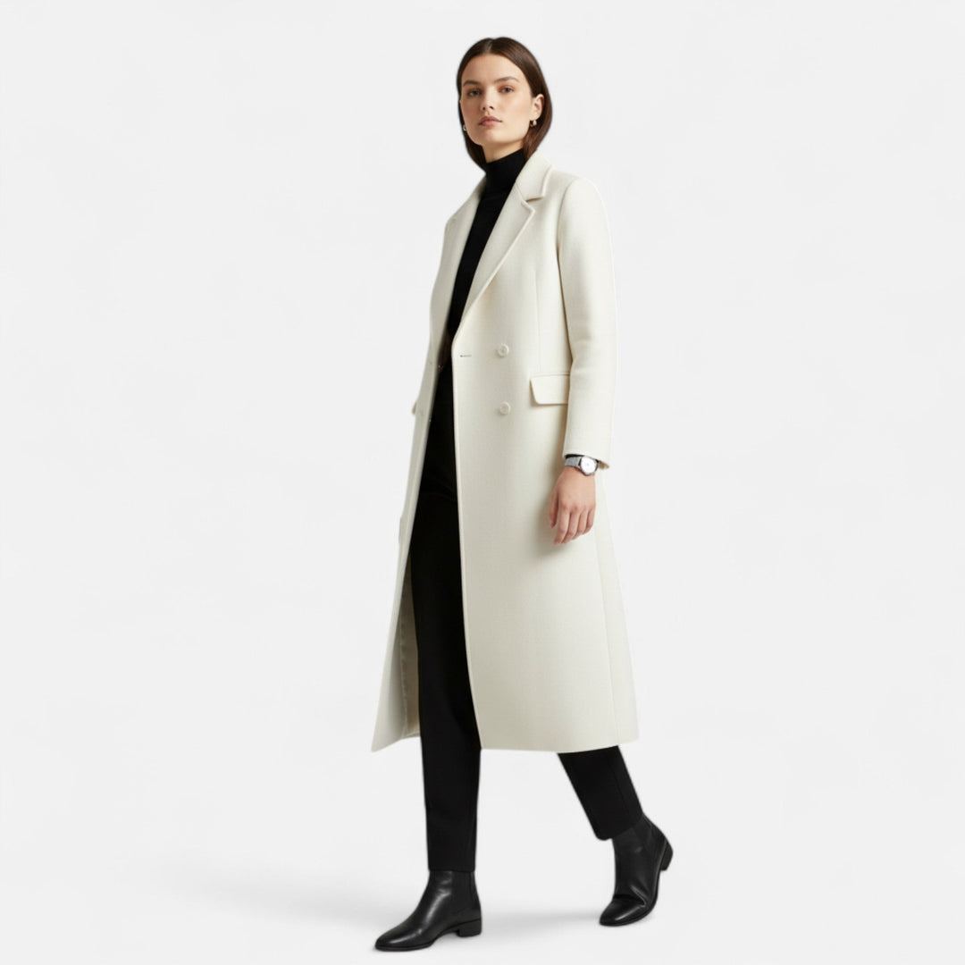Womens Double Breasted Notch Lapel Trench Coat