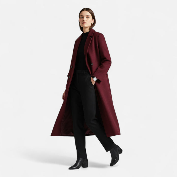Womens Double Breasted Notch Lapel Trench Coat