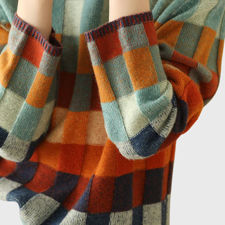 Color Block Crew Neck Sweater Relaxed Fit Women
