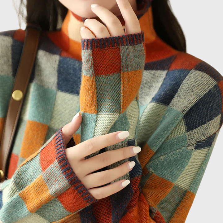 Color Block Crew Neck Sweater Relaxed Fit Women