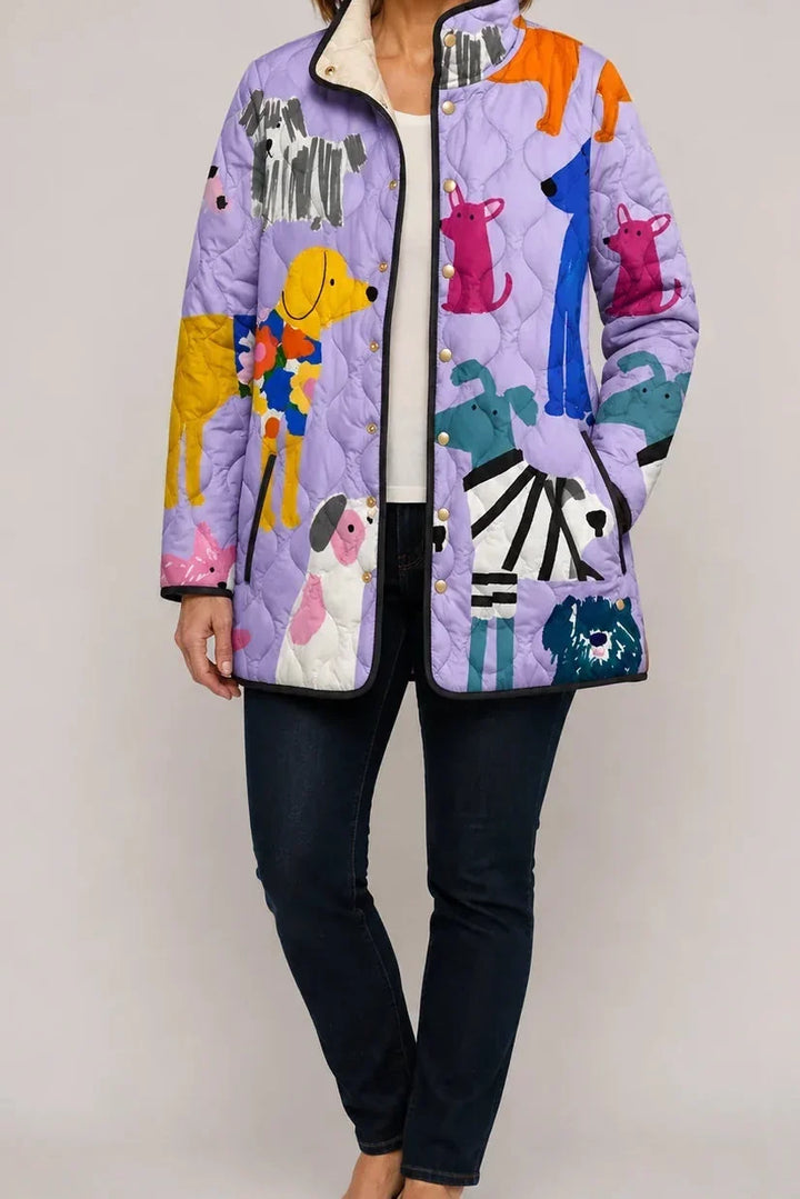 Womens Floral Quilted Jacket Light Padded Layer
