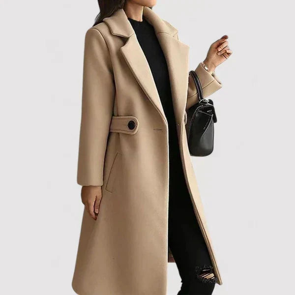 Womens Belted Longline Elegant Coat Tailored Fit