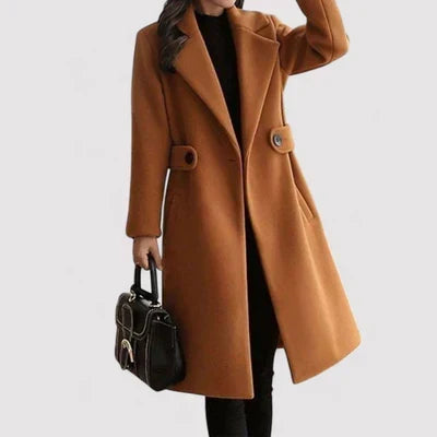 Womens Belted Longline Elegant Coat Tailored Fit