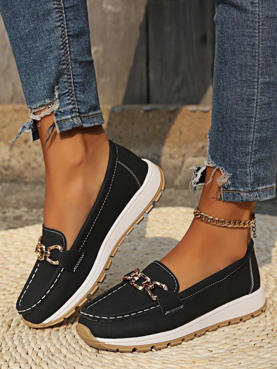 Women Leather Loafer Flats Cushioned Everyday Flat Shoes