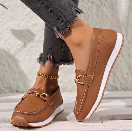 Women Leather Loafer Flats Cushioned Everyday Flat Shoes
