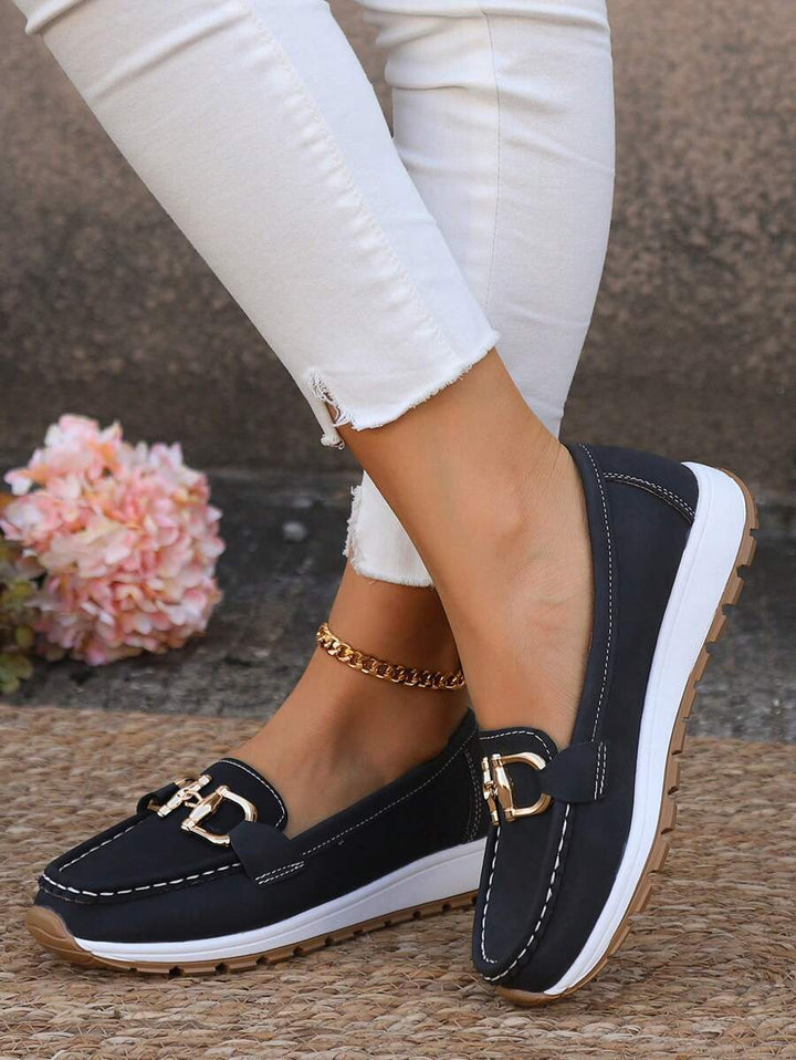 Women Leather Loafer Flats Cushioned Everyday Flat Shoes
