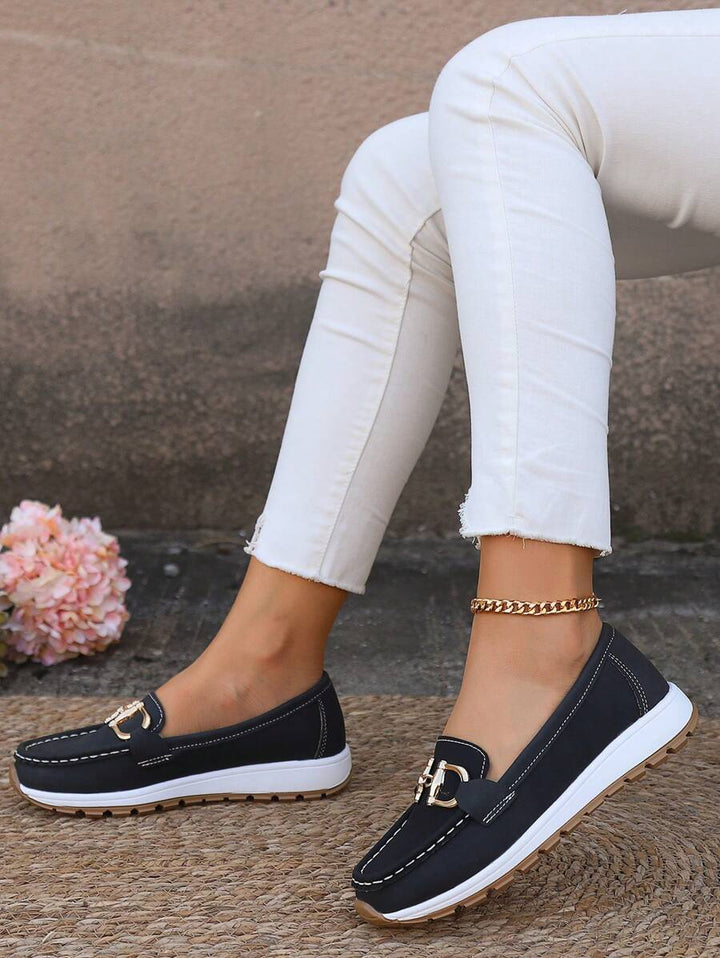 Women Leather Loafer Flats Cushioned Everyday Flat Shoes