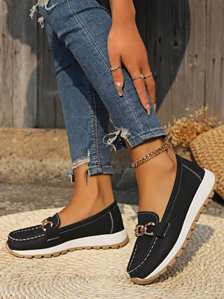 Women Leather Loafer Flats Cushioned Everyday Flat Shoes
