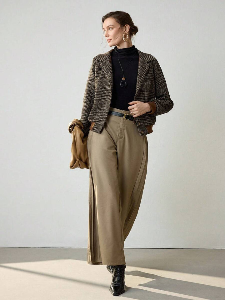 Women Cropped Tweed Jacket Structured Fall Blazer