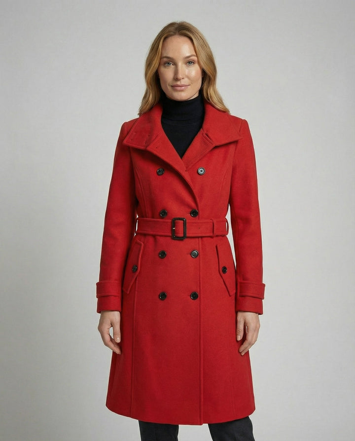 Women Relaxed Belted Trench Coat Double Breasted