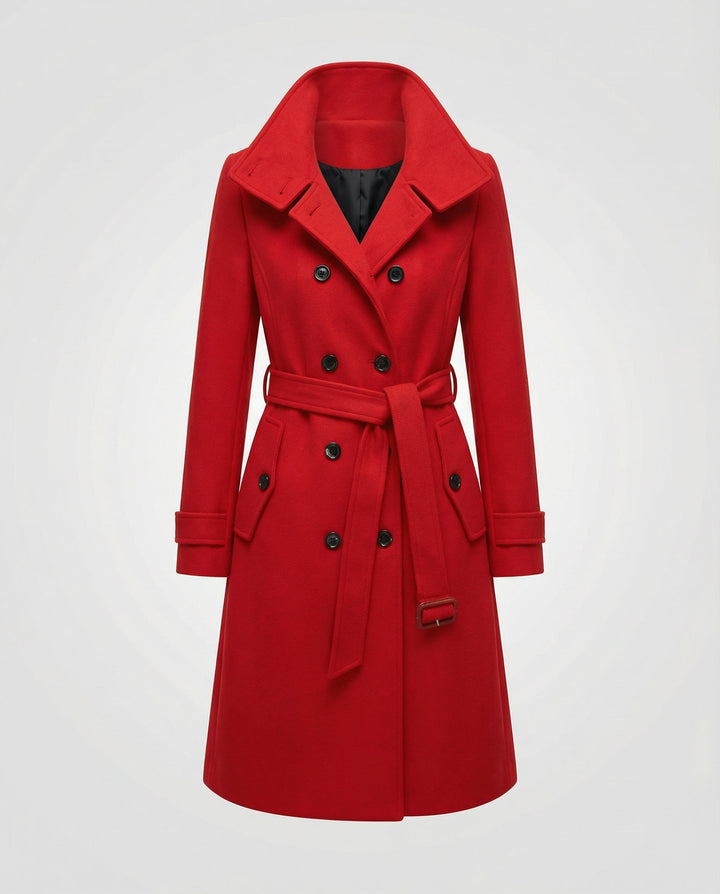 Women Relaxed Belted Trench Coat Double Breasted