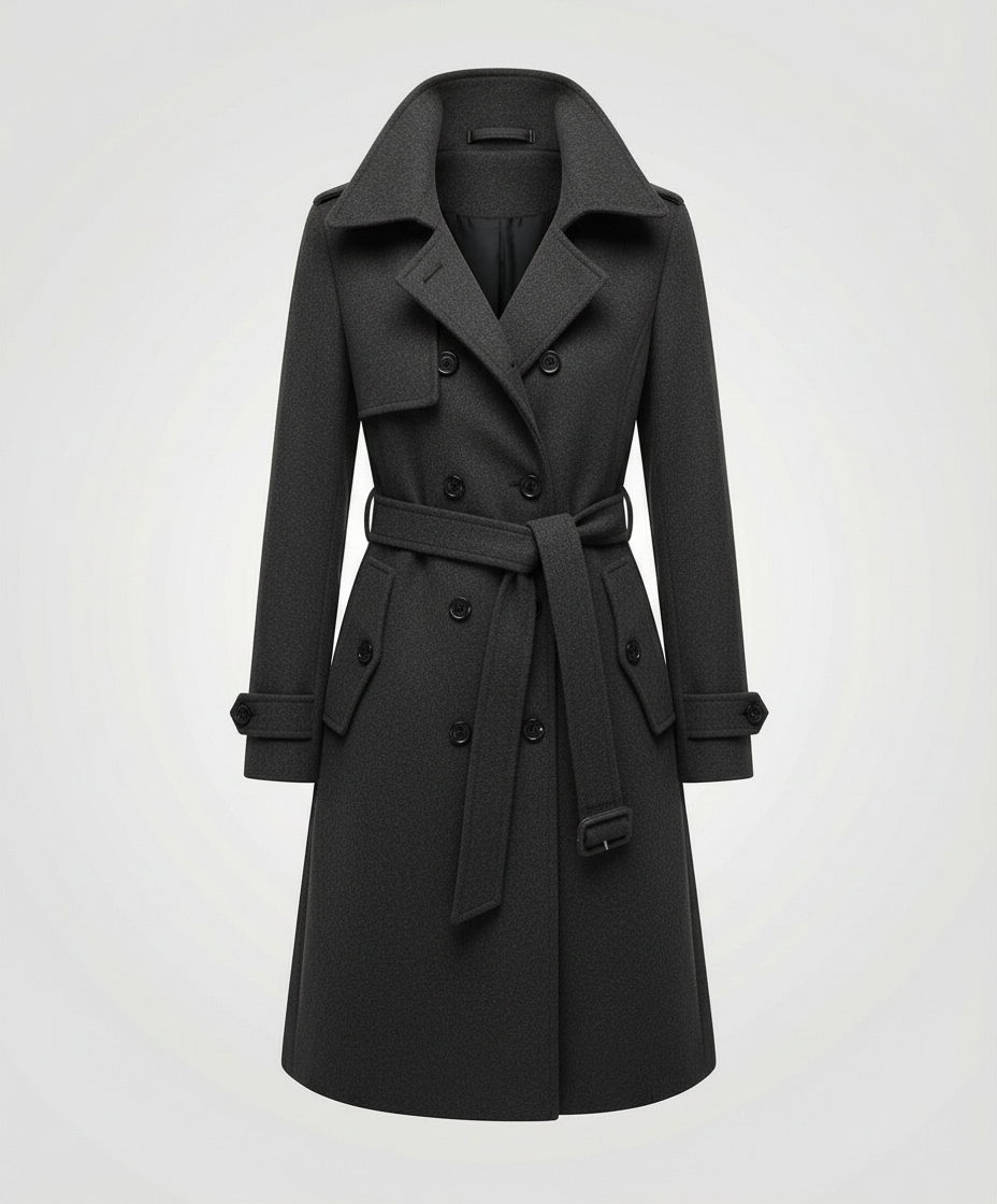Women Relaxed Belted Trench Coat Double Breasted