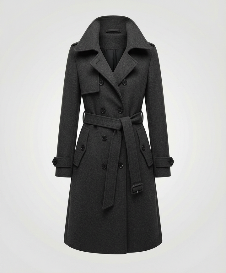 Women Relaxed Belted Trench Coat Double Breasted