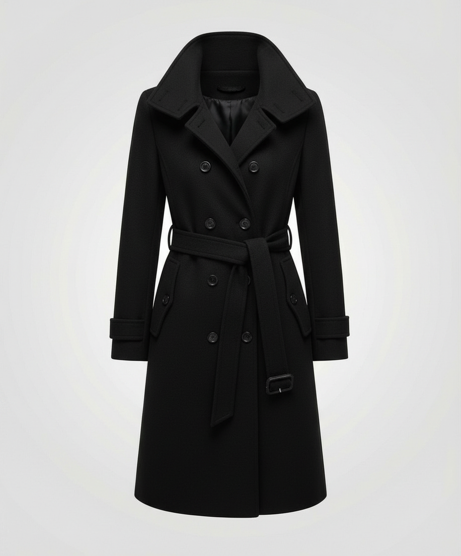 Women Relaxed Belted Trench Coat Double Breasted
