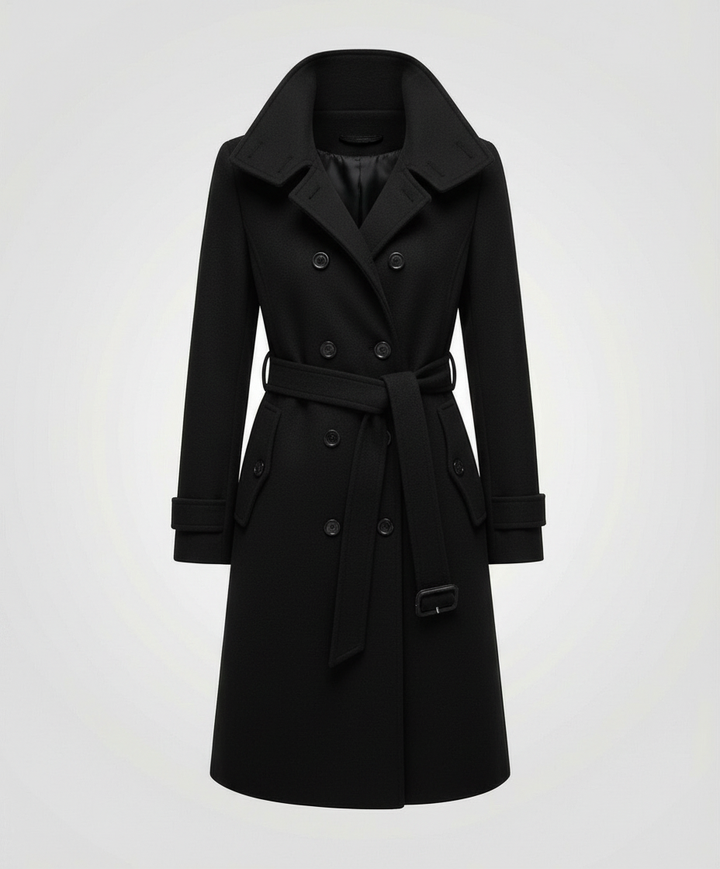 Women Relaxed Belted Trench Coat Double Breasted