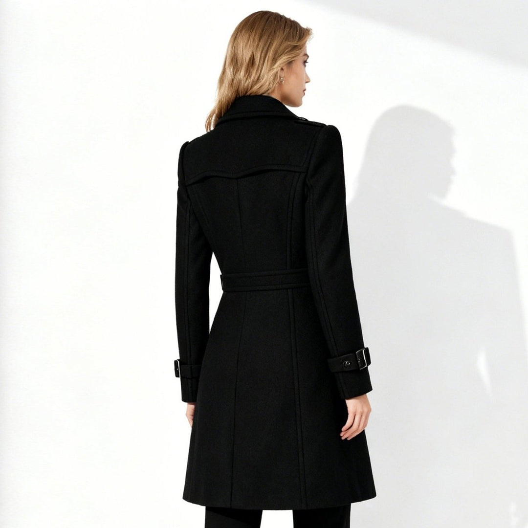 Women Fit and Flare Trench Coat Notch Lapel Minimal
