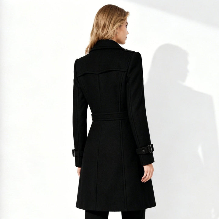 Women Fit and Flare Trench Coat Notch Lapel Minimal