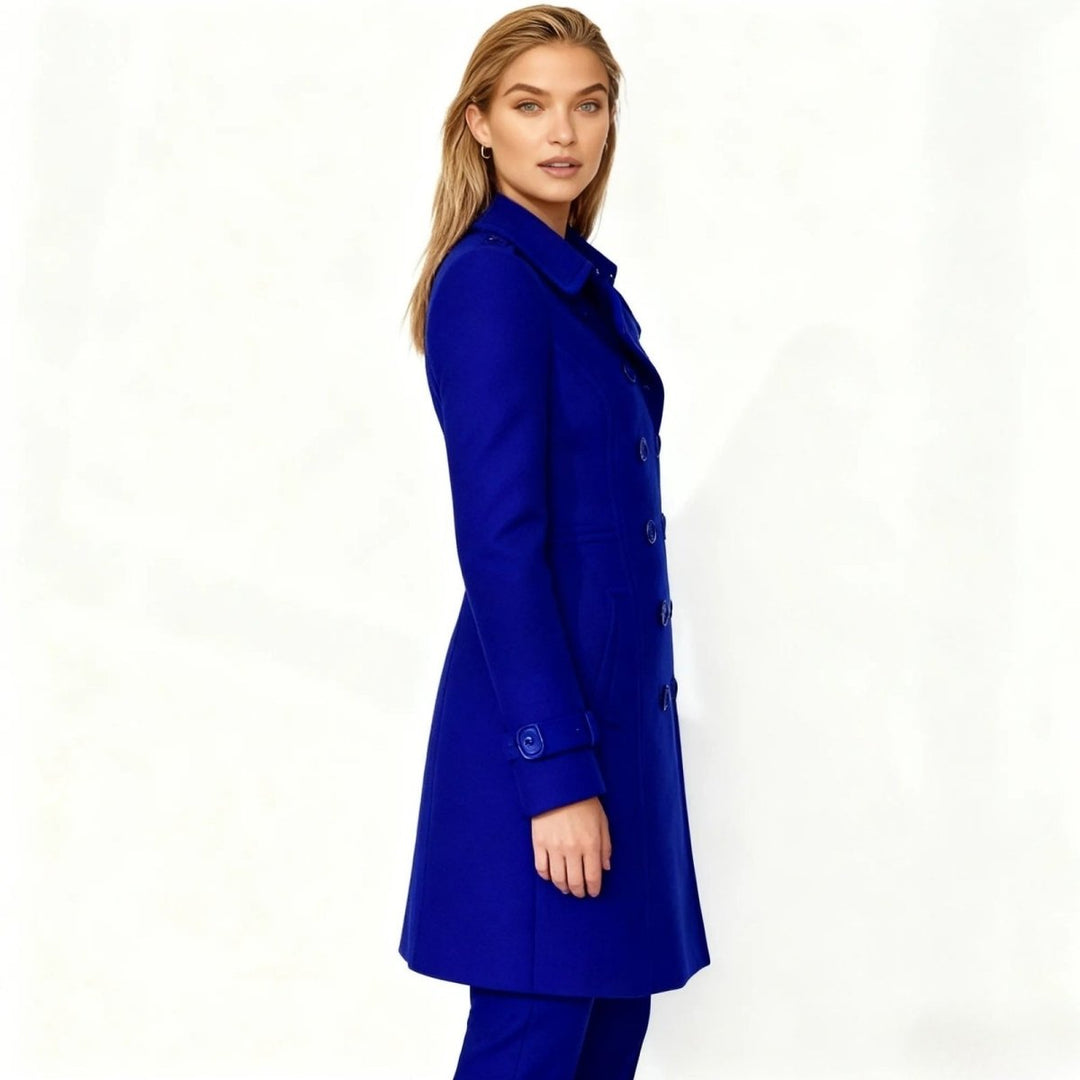 Women Fit and Flare Trench Coat Notch Lapel Minimal