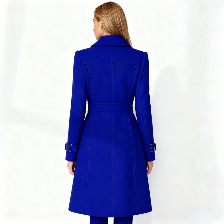 Women Fit and Flare Trench Coat Notch Lapel Minimal