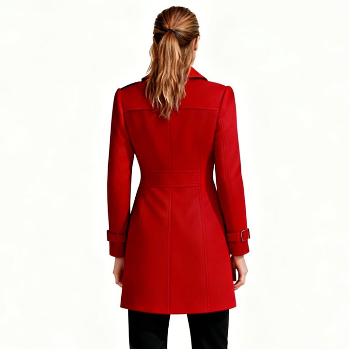 Women Fit and Flare Trench Coat Notch Lapel Minimal