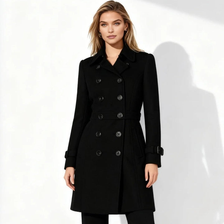 Women Fit and Flare Trench Coat Notch Lapel Minimal