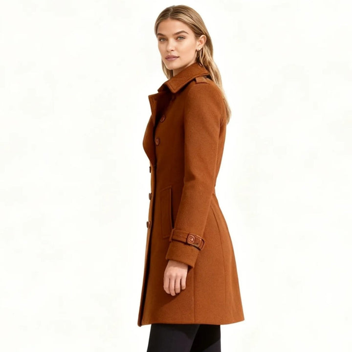 Women Fit and Flare Trench Coat Notch Lapel Minimal