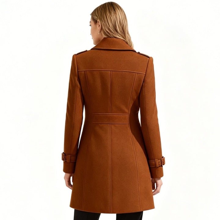 Women Fit and Flare Trench Coat Notch Lapel Minimal