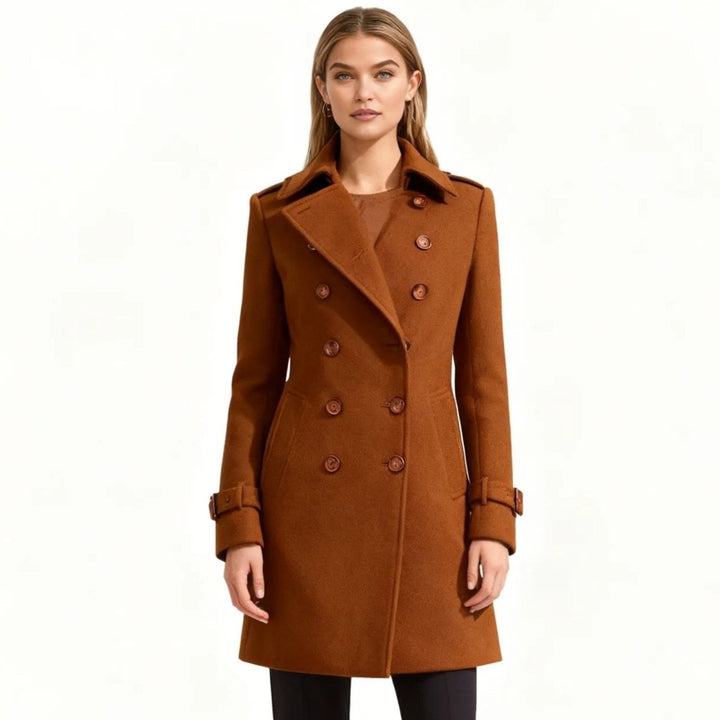 Women Fit and Flare Trench Coat Notch Lapel Minimal