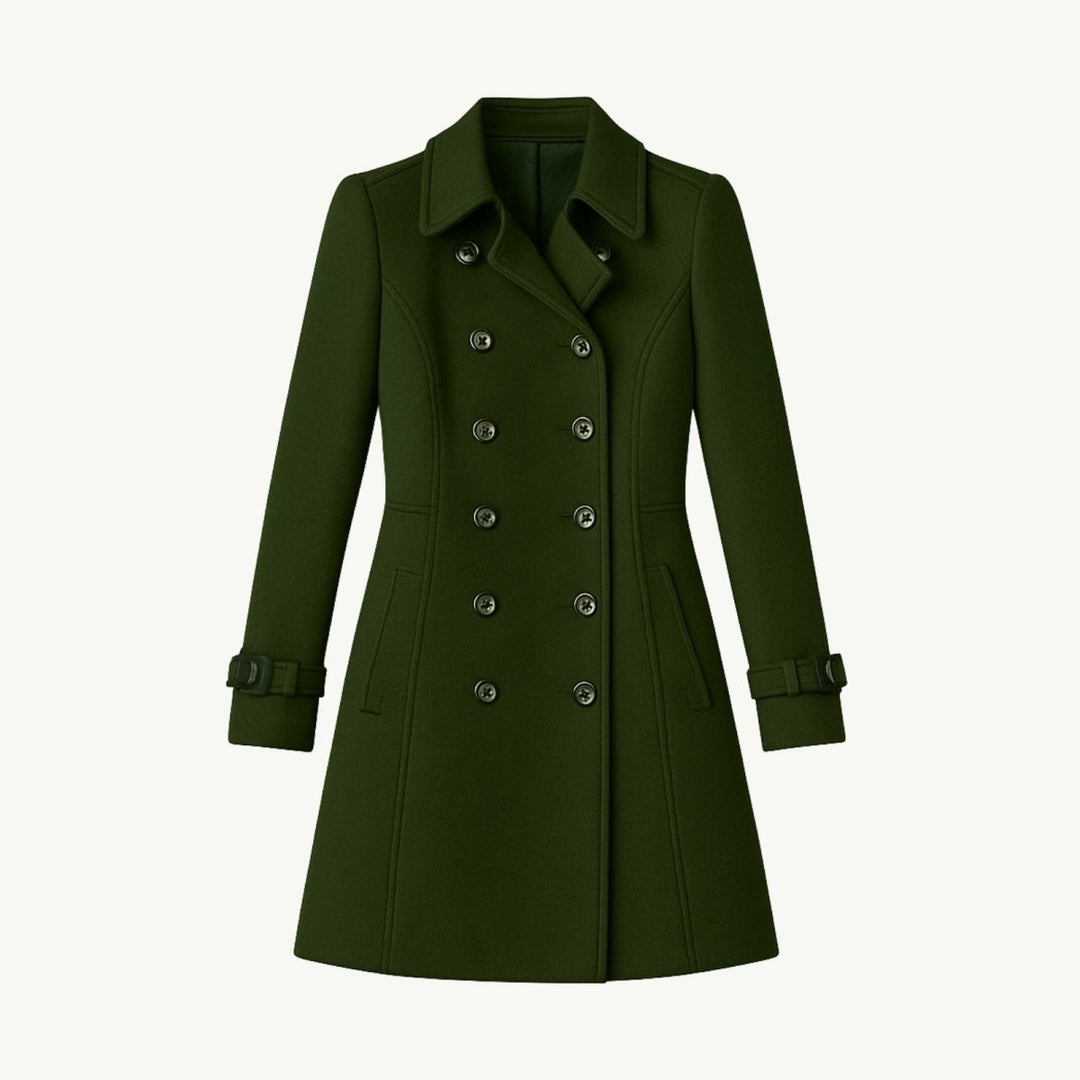 Women Fit and Flare Trench Coat Notch Lapel Minimal
