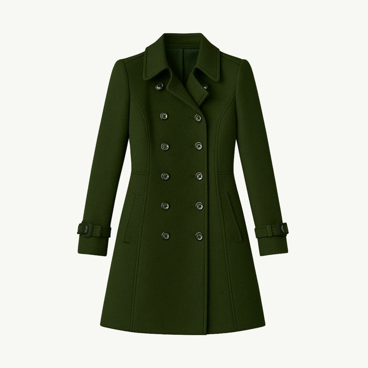 Women Fit and Flare Trench Coat Notch Lapel Minimal