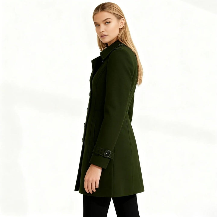 Women Fit and Flare Trench Coat Notch Lapel Minimal