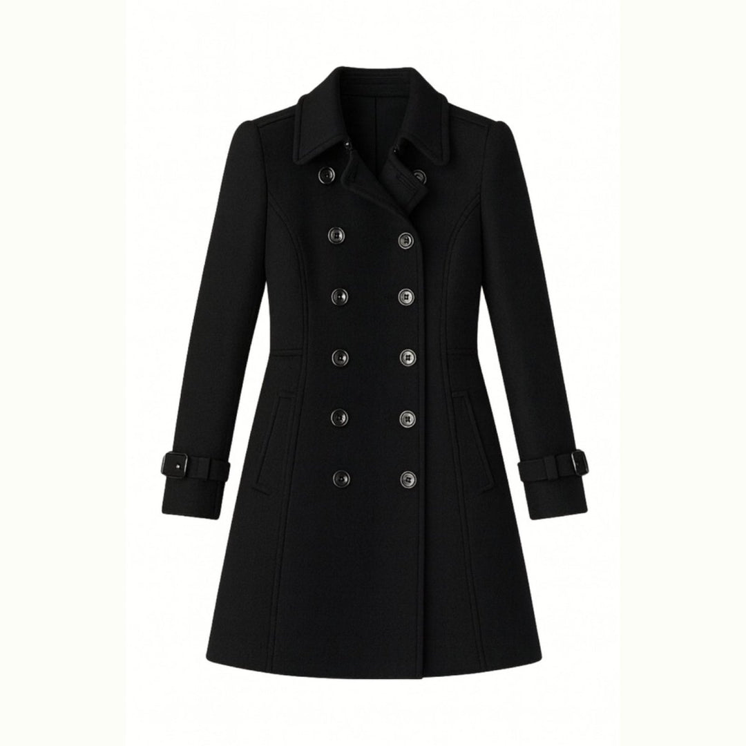 Women Fit and Flare Trench Coat Notch Lapel Minimal