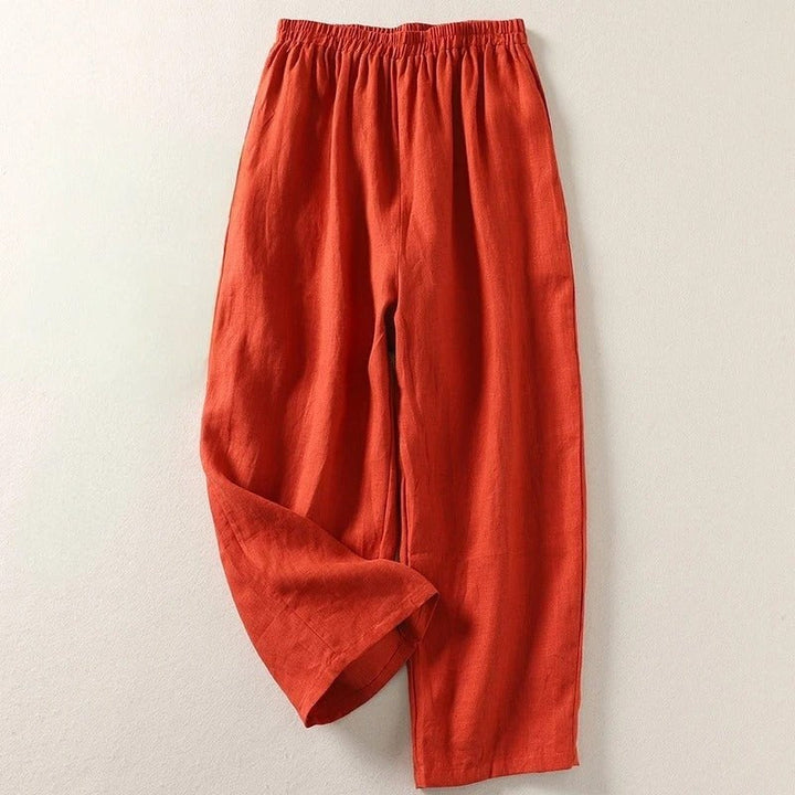 Womens High Waist Wide Leg Linen Trousers Summer