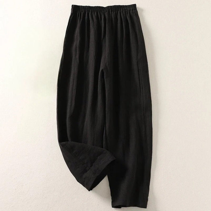 Womens High Waist Wide Leg Linen Trousers Summer