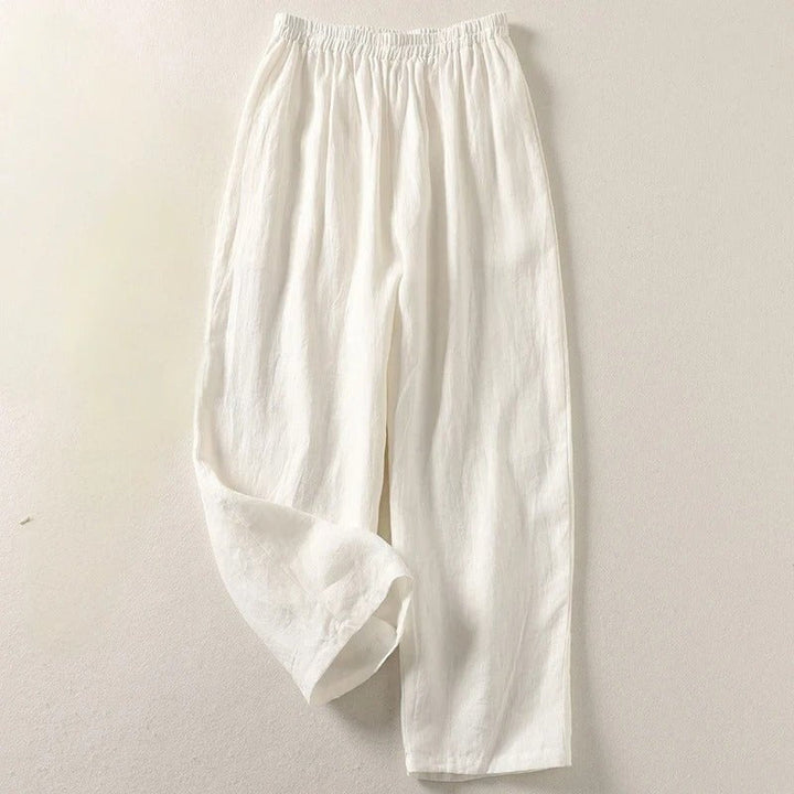 Womens High Waist Wide Leg Linen Trousers Summer