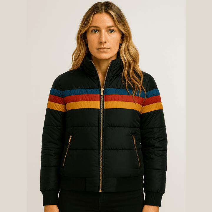 Womens Waterproof Puffer Jacket Hooded Colorblock