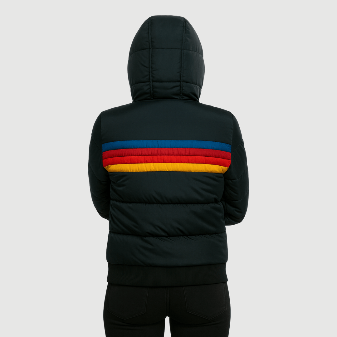 Womens Waterproof Puffer Jacket Hooded Colorblock