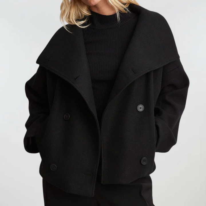 Oversized Double Breasted Sculpted Wool Coat Women