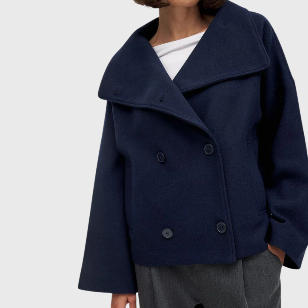 Oversized Double Breasted Sculpted Wool Coat Women