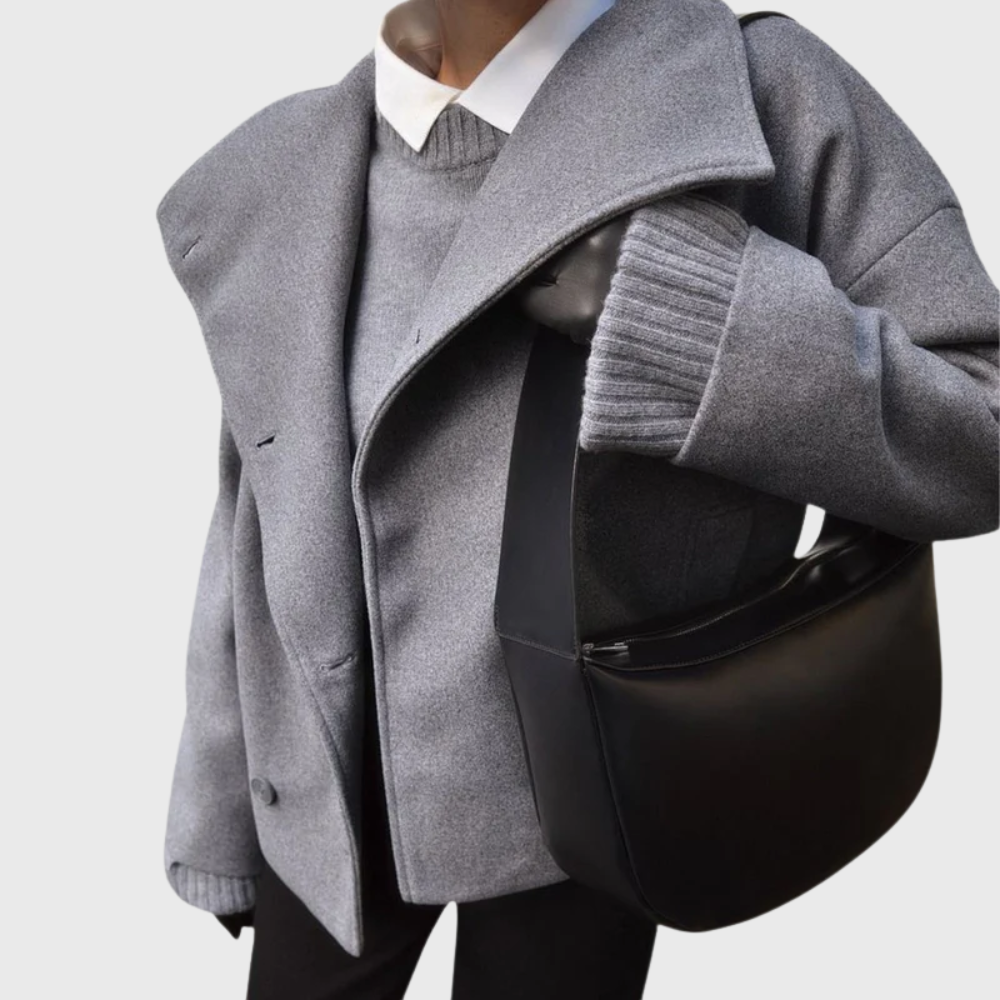Oversized Double Breasted Sculpted Wool Coat Women