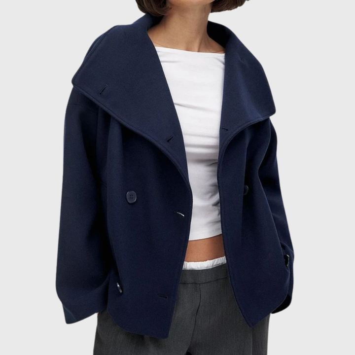 Oversized Double Breasted Sculpted Wool Coat Women