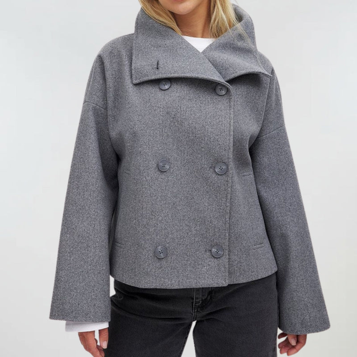 Oversized Double Breasted Sculpted Wool Coat Women