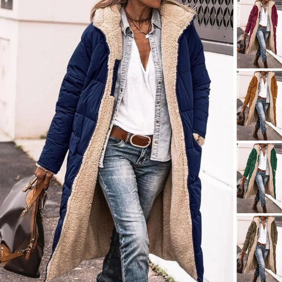 Womens Hooded Quilted Longline Puffer Jacket