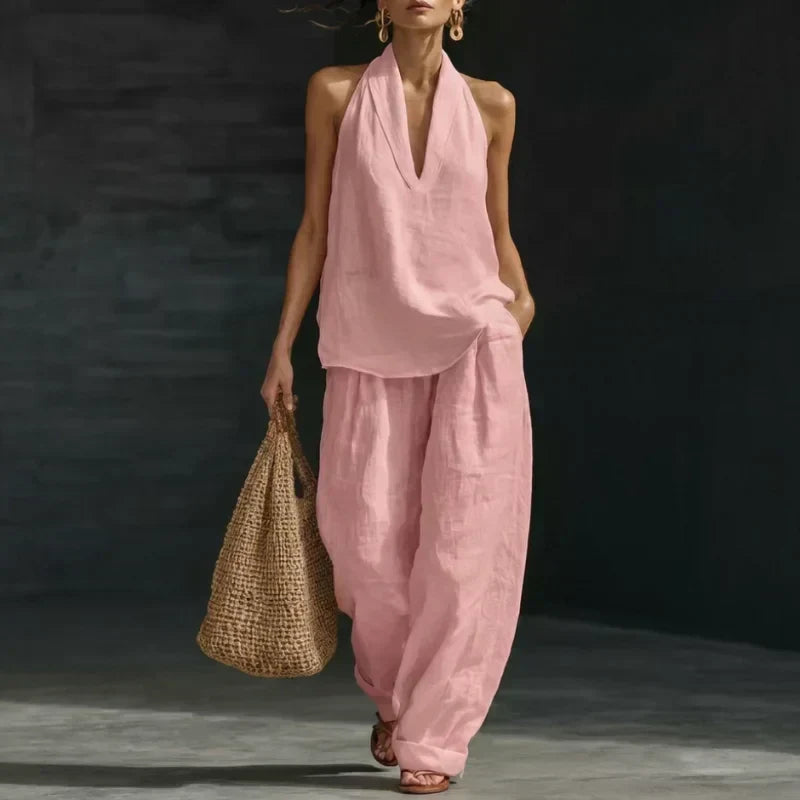 Wide Leg Matching Set Batwing Top and Trousers Women