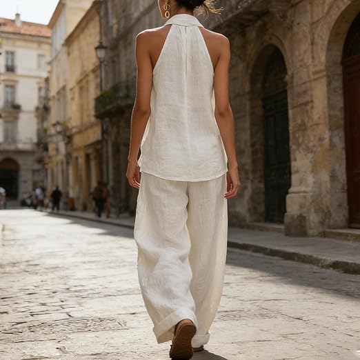 Wide Leg Matching Set Batwing Top and Trousers Women