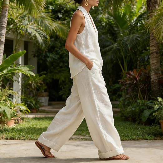 Wide Leg Matching Set Batwing Top and Trousers Women